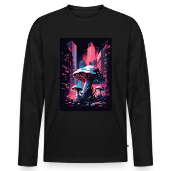 Pilz Neon Vaporwave Natur Technocrat Hacker Techie - Männer Premium Bio Langarmshirt - Schwarz - Vorne - Nico (187cm)