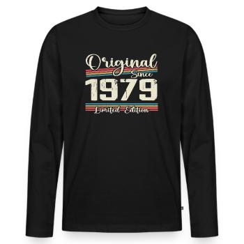 1979 Cadeau D’anniversaire Rétro Vintage 1979 - T-shirt manches longues Premium bio Homme - noir - Devant - Nico (187cm)