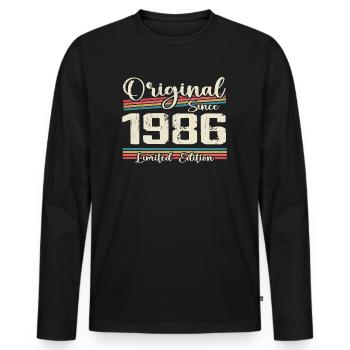 1986 Cadeau D’anniversaire Rétro Vintage 1986 - T-shirt manches longues Premium bio Homme - noir - Devant - Nico (187cm)