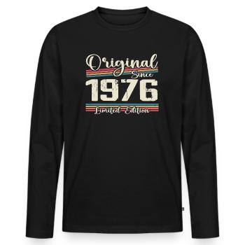 1976 Cadeau D’anniversaire Rétro Vintage 1976 - T-shirt manches longues Premium bio Homme - noir - Devant - Nico (187cm)