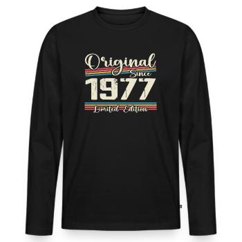 1977 Cadeau D’anniversaire Rétro Vintage 1977 - T-shirt manches longues Premium bio Homme - noir - Devant - Nico (187cm)