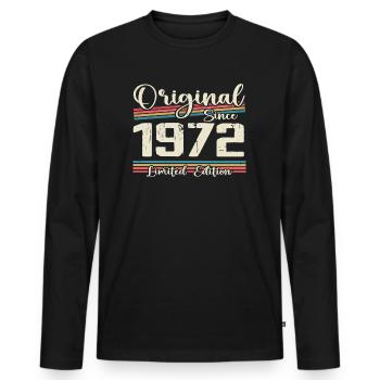 1972 Cadeau D’anniversaire Rétro Vintage 1972 - T-shirt manches longues Premium bio Homme - noir - Devant - Nico (187cm)