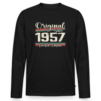 1957 Vintage Retro Geburtstagsgeschenk 1957 - Männer Premium Bio Langarmshirt - Schwarz - Vorne - Nico (187cm)