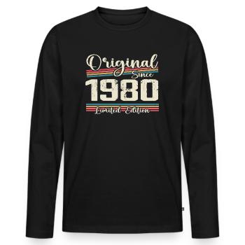 1980 Cadeau D’anniversaire Rétro Vintage 1980 - T-shirt manches longues Premium bio Homme - noir - Devant - Nico (187cm)