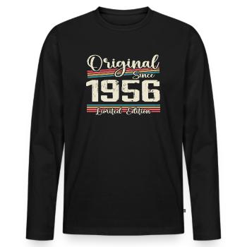 1956 Cadeau D’anniversaire Rétro Vintage 1956 - T-shirt manches longues Premium bio Homme - noir - Devant - Nico (187cm)