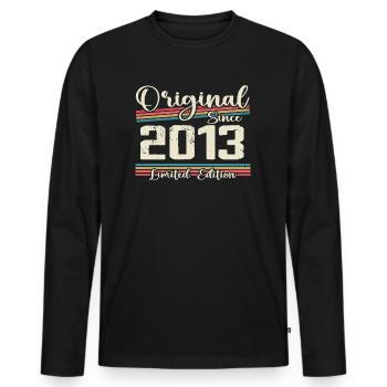 2013 Vintage Retro Geburtstagsgeschenk 2013 - Männer Premium Bio Langarmshirt - Schwarz - Vorne - Nico (187cm)