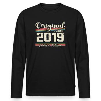 2019 Vintage Retro Geburtstagsgeschenk 2019 - Männer Premium Bio Langarmshirt - Schwarz - Vorne - Nico (187cm)