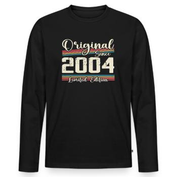 2004 Cadeau D’anniversaire Rétro Vintage 2004 - T-shirt manches longues Premium bio Homme - noir - Devant - Nico (187cm)