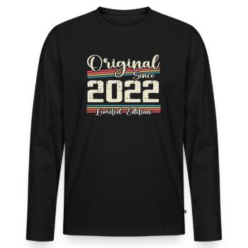 2022 Vintage Retro Geburtstagsgeschenk 2022 - Männer Premium Bio Langarmshirt - Schwarz - Vorne - Nico (187cm)