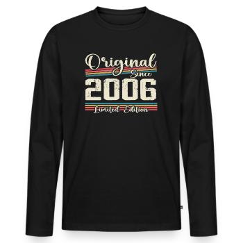 2006 Cadeau D’anniversaire Rétro Vintage 2006 - T-shirt manches longues Premium bio Homme - noir - Devant - Nico (187cm)