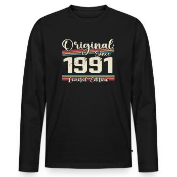 1991 Cadeau D’anniversaire Rétro Vintage 1991 - T-shirt manches longues Premium bio Homme - noir - Devant - Nico (187cm)