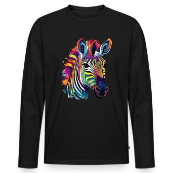 Colorful Zebra Splashes of Paint Splashes - Men's Premium Organic Long Sleeve Shirt - black - Front - Nico (187cm)