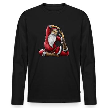 Yogi Santa Claus | Namaste Yoga Christmas Mantra - Men's Premium Organic Long Sleeve Shirt - black - Front - Nico (187cm)