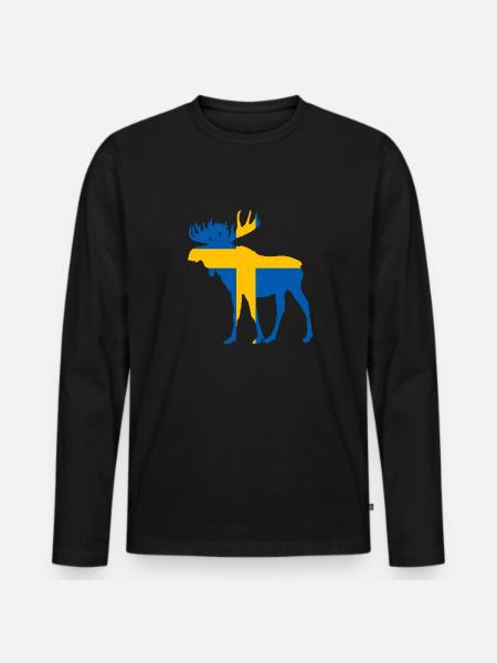 Sweden Moose Flag - Men's Premium Organic Long Sleeve Shirt - black