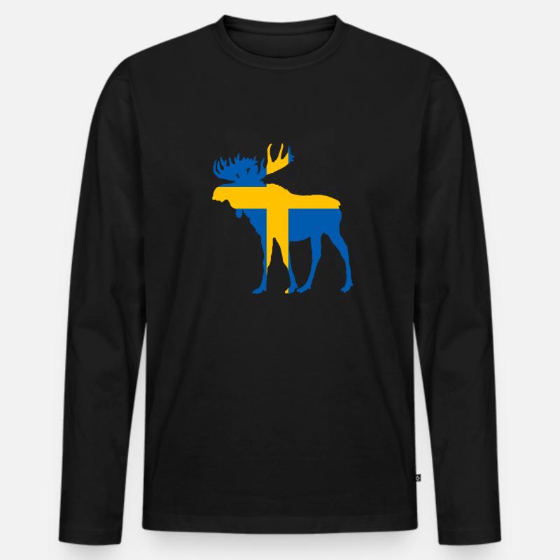 Schweden Elch Flagge - Männer Premium Bio Langarmshirt - Schwarz