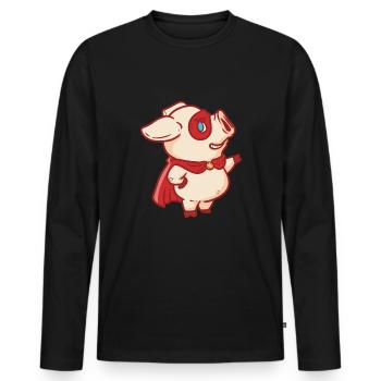 Super Pig Super Pig - Männer Premium Bio Langarmshirt - Schwarz - Vorne - Nico (187cm)