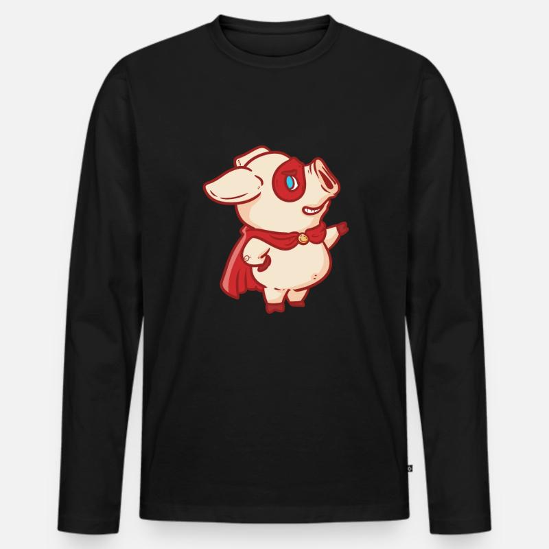 Super Pig Super Pig - Männer Premium Bio Langarmshirt - Schwarz