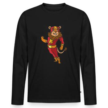 Lion le héros rapide Lion le héros rapide - T-shirt manches longues Premium bio Homme - noir - Devant - Nico (187cm)