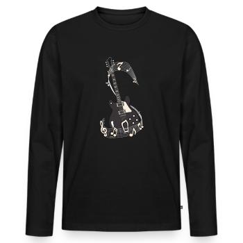 E guitare Notes musicales - T-shirt manches longues Premium bio Homme - noir - Devant - Nico (187cm)