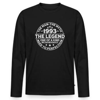 Né en 1993 Homme Mythe Légende Anniversaire - T-shirt manches longues Premium bio Homme - noir - Devant - Nico (187cm)