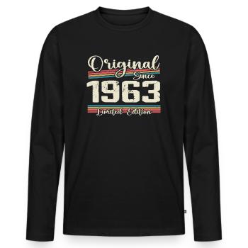 1963 Vintage Retro Geburtstagsgeschenk 1963 - Männer Premium Bio Langarmshirt - Schwarz - Vorne - Nico (187cm)