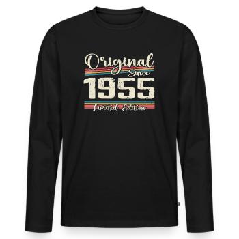 1955 Vintage Retro Geburtstagsgeschenk 1955 - Männer Premium Bio Langarmshirt - Schwarz - Vorne - Nico (187cm)