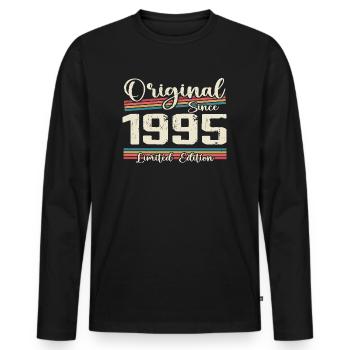 1995 Vintage Retro Birthday Gift 1995 - Men's Premium Organic Long Sleeve Shirt - black - Front - Nico (187cm)