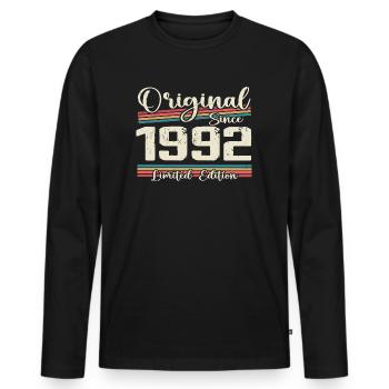 1992 Vintage Retro Geburtstagsgeschenk 1992 - Männer Premium Bio Langarmshirt - Schwarz - Vorne - Nico (187cm)