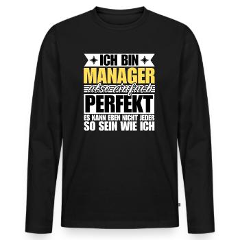 Perfekter Manager - Männer Premium Bio Langarmshirt - Schwarz - Vorne - Nico (187cm)
