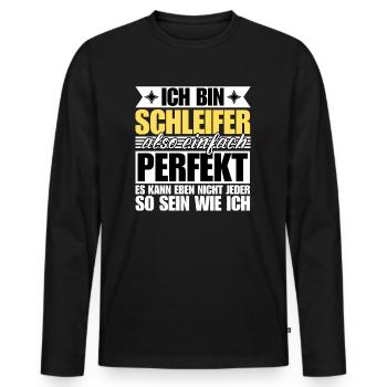 Perfekter Schleifer - Männer Premium Bio Langarmshirt - Schwarz - Vorne - Nico (187cm)
