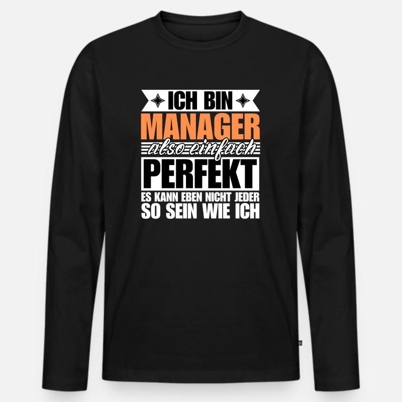 Perfekter Manager - Männer Premium Bio Langarmshirt - Schwarz