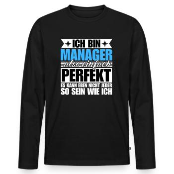 Perfekter Manager - Männer Premium Bio Langarmshirt - Schwarz - Vorne - Nico (187cm)