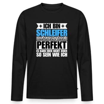 Perfekter Schleifer - Männer Premium Bio Langarmshirt - Schwarz - Vorne - Nico (187cm)