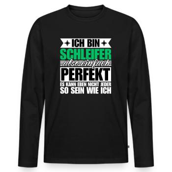 Perfekter Schleifer - Männer Premium Bio Langarmshirt - Schwarz - Vorne - Nico (187cm)