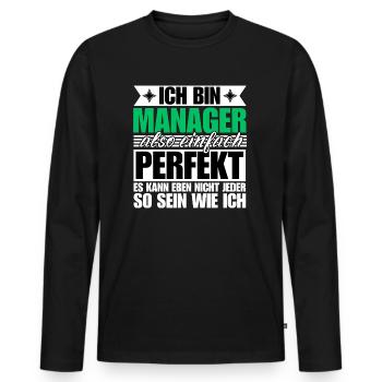 Perfekter Manager - Männer Premium Bio Langarmshirt - Schwarz - Vorne - Nico (187cm)