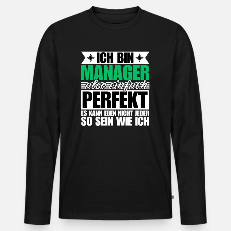 Perfekter Manager - Männer Premium Bio Langarmshirt - Schwarz