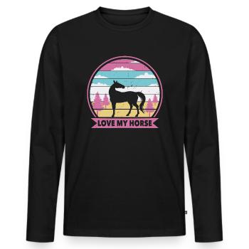 I love my horse - Men's Premium Organic Long Sleeve Shirt - black - Front - Nico (187cm)