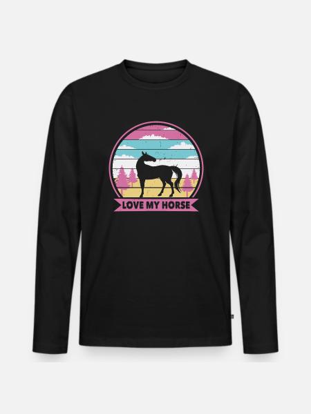 J’aime mon cheval - T-shirt manches longues Premium bio Homme - noir