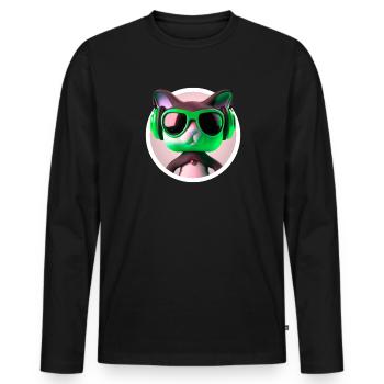 Katze Brille Turntable DJ Disco Club Kopfhörer - Männer Premium Bio Langarmshirt - Schwarz - Vorne - Nico (187cm)