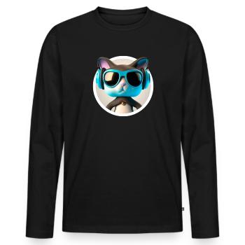 Katze Brille Turntable DJ Disco Club Kopfhörer - Männer Premium Bio Langarmshirt - Schwarz - Vorne - Nico (187cm)