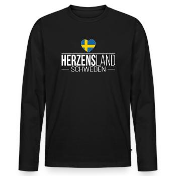 Heartland Suède Scandinavie Vacances Voyage - T-shirt manches longues Premium bio Homme - noir - Devant - Nico (187cm)