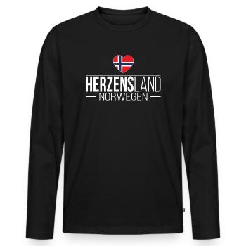 Heartland Norway Scandinavia Holiday Travel - Men's Premium Organic Long Sleeve Shirt - black - Front - Nico (187cm)