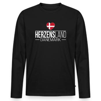 Herzensland Dänemark Skandinavien Urlaub Reise - Männer Premium Bio Langarmshirt - Schwarz - Vorne - Nico (187cm)