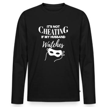 Trio Swinger Cadeau Hotwife Ne Pas Tricher - T-shirt manches longues Premium bio Homme - noir - Devant - Nico (187cm)