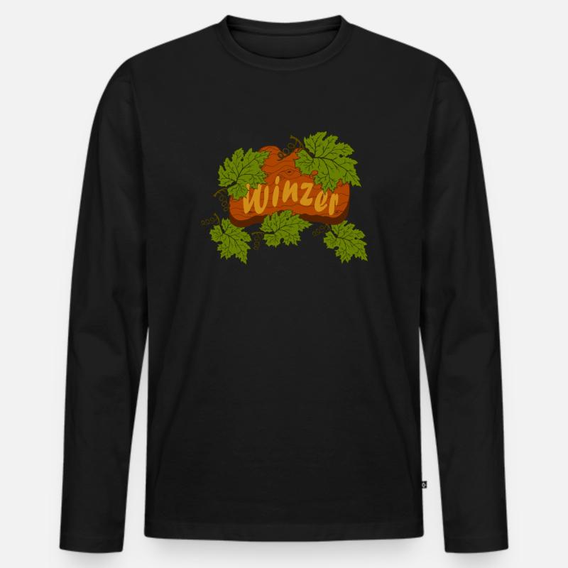 Winzer - Männer Premium Bio Langarmshirt - Schwarz