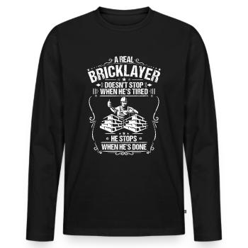 Maurer Bricklayer Mason - Männer Premium Bio Langarmshirt - Schwarz - Vorne - Nico (187cm)