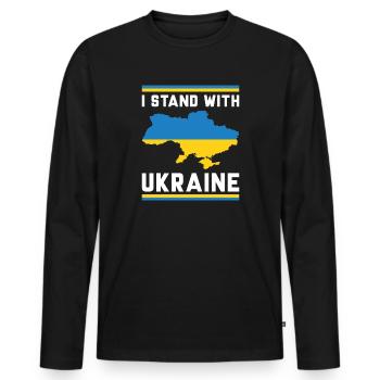 I Stand With Ukraine - Men's Premium Organic Long Sleeve Shirt - black - Front - Nico (187cm)