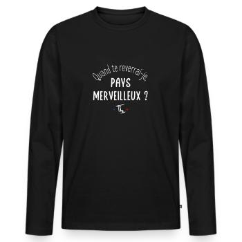 Quand te reverrai-je, pays merveilleux, fan de ski - T-shirt manches longues Premium bio Homme - noir - Devant - Nico (187cm)