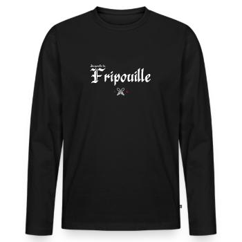 Jacqouille la Fripouille. Replique culte - T-shirt manches longues Premium bio Homme - noir - Devant - Nico (187cm)