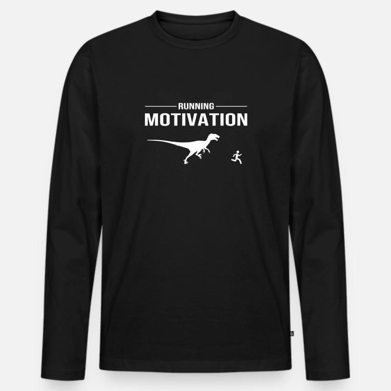 Laufmotivation - Lauf-Dino - Männer Premium Bio Langarmshirt - Schwarz